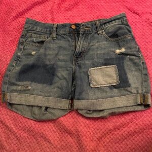 Jean shorts. Brand: Old Navy, Color: blue with cute patches, Size:8